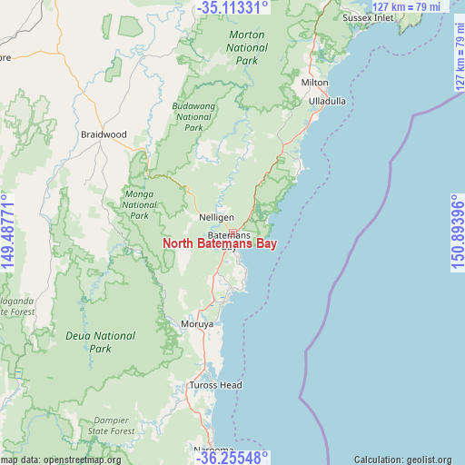 North Batemans Bay on map