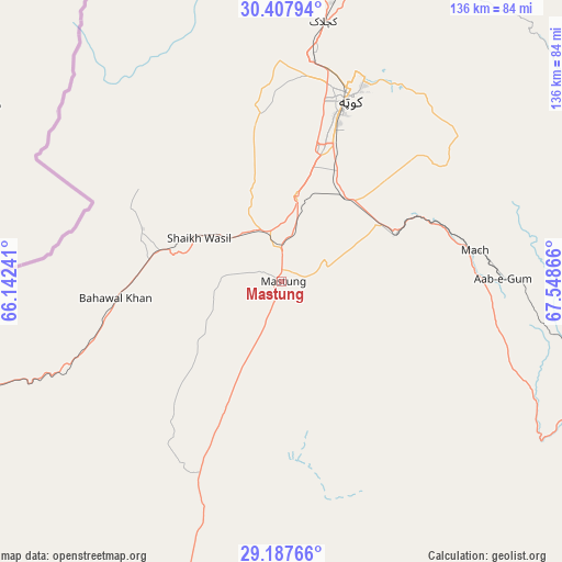 Mastung on map