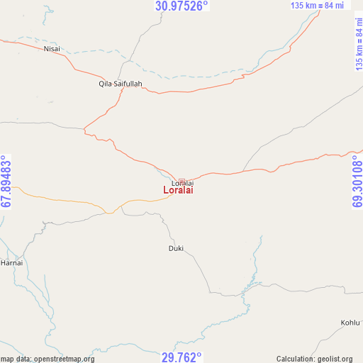 Loralai on map