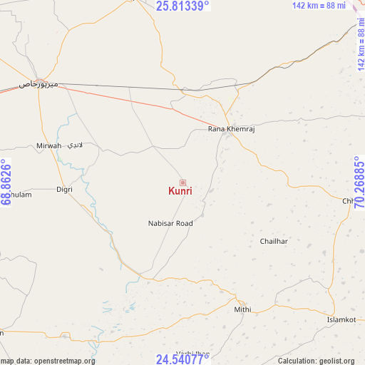 Kunri on map