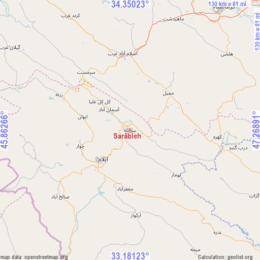 Sarābleh on map