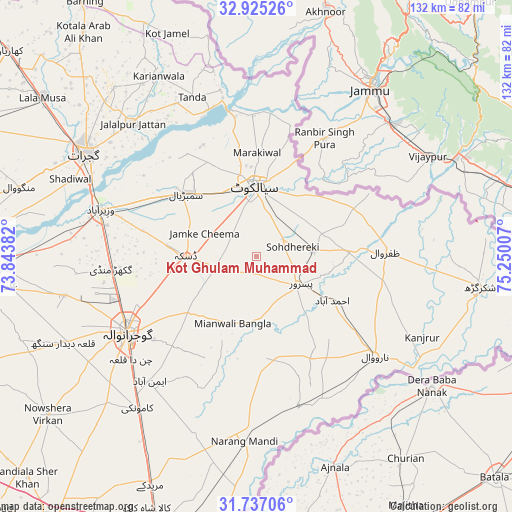 Kot Ghulam Muhammad on map