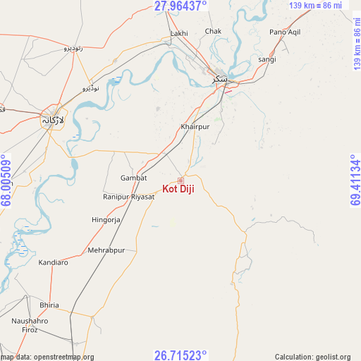 Kot Diji on map