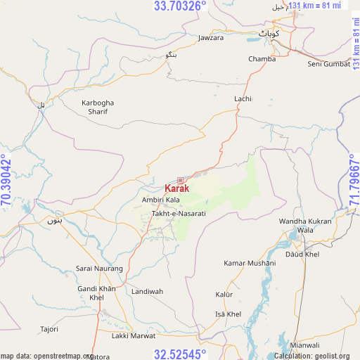 Karak on map