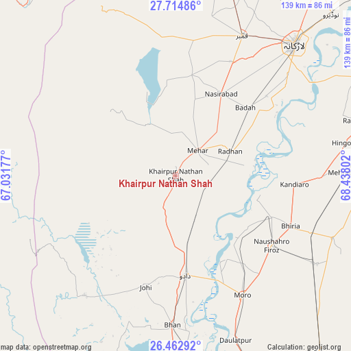 Khairpur Nathan Shah on map