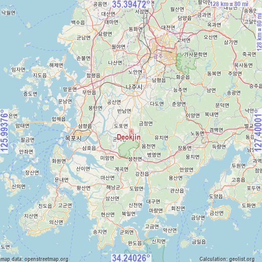 Deokjin on map