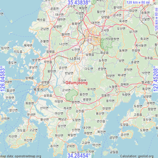 Geumjeong on map