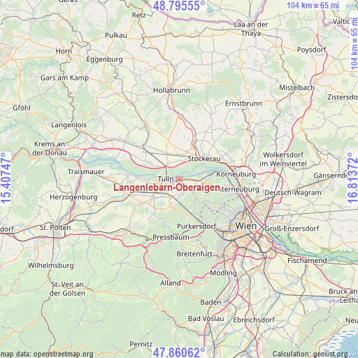 Langenlebarn-Oberaigen on map