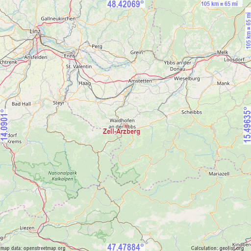 Zell-Arzberg on map
