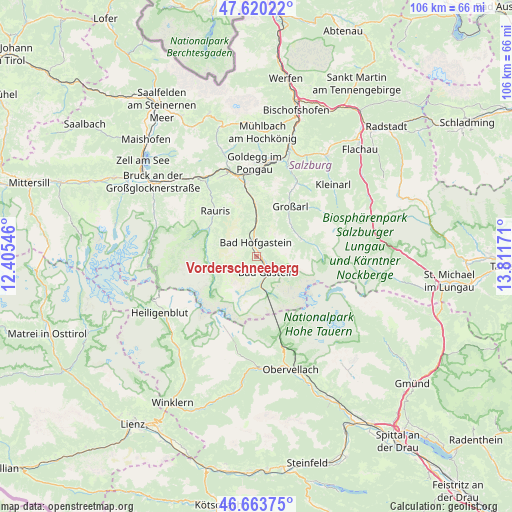 Vorderschneeberg on map