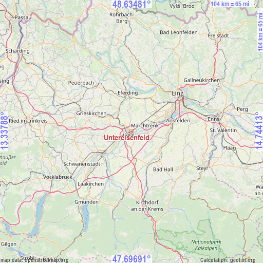 Untereisenfeld on map