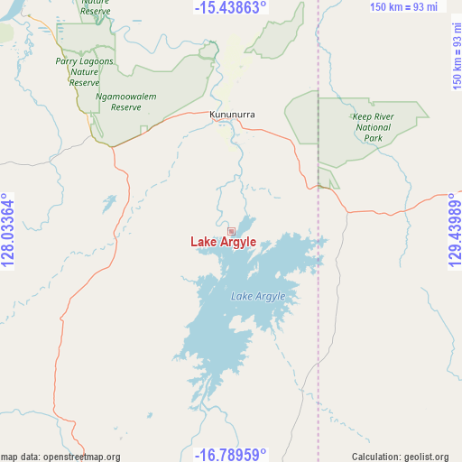 Lake Argyle on map