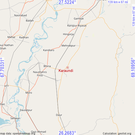 Karaundi on map