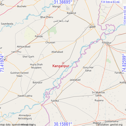 Kanganpur on map