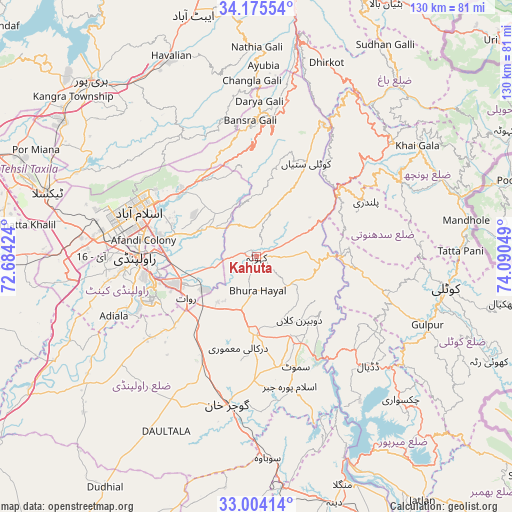 Kahuta on map