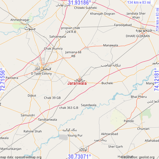 Jaranwala on map