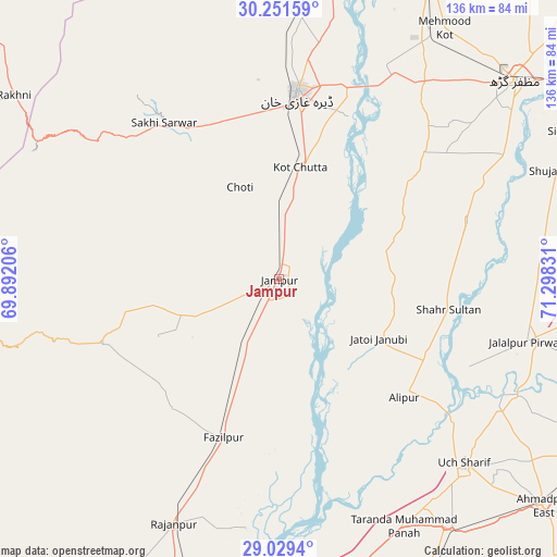 Jampur on map