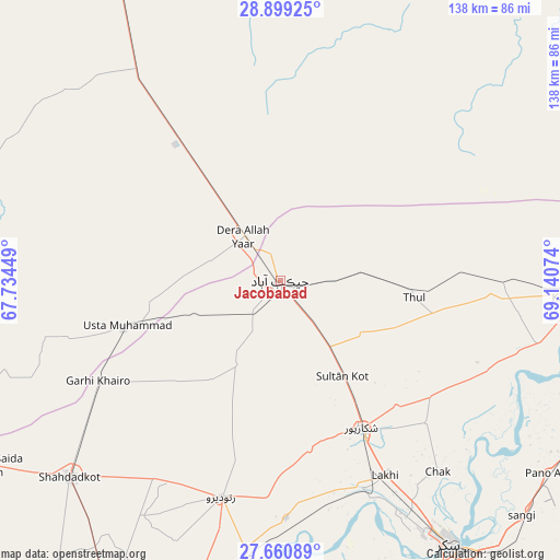 Jacobabad on map