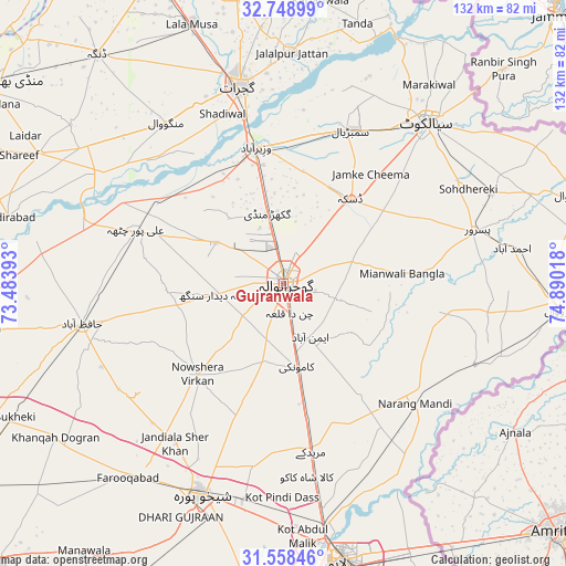 Gujranwala on map