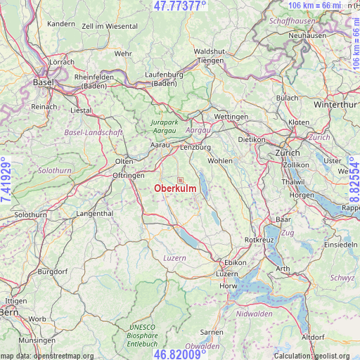 Oberkulm on map