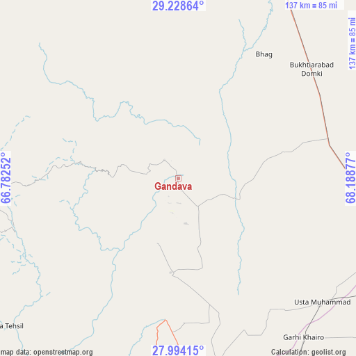 Gandava on map