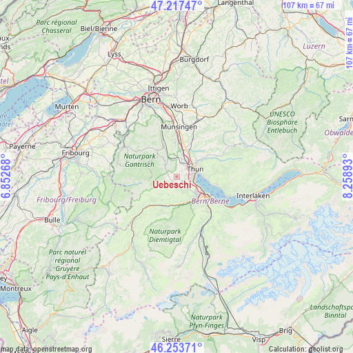 Uebeschi on map