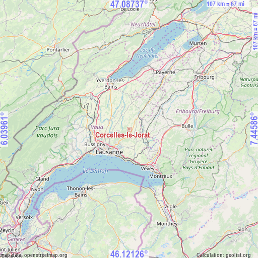 Corcelles-le-Jorat on map