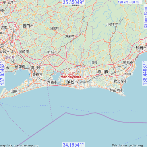 Handayama on map