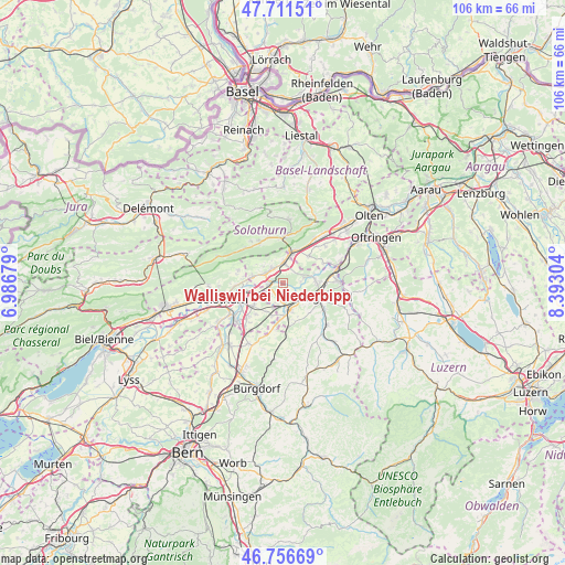 Walliswil bei Niederbipp on map