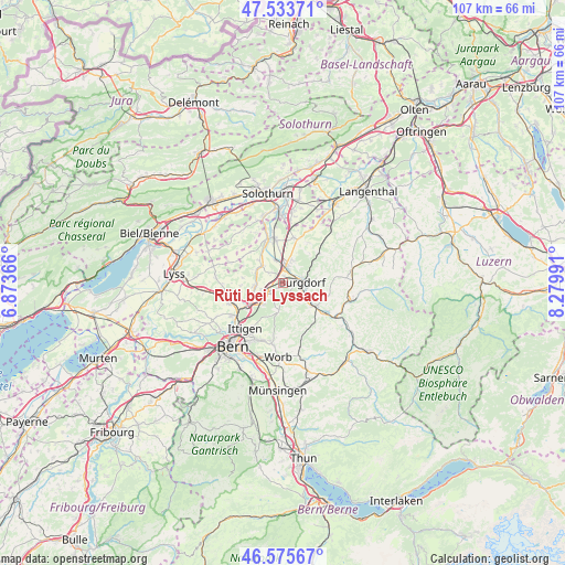 Rüti bei Lyssach on map