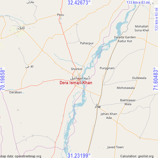 Dera Ismail Khan on map