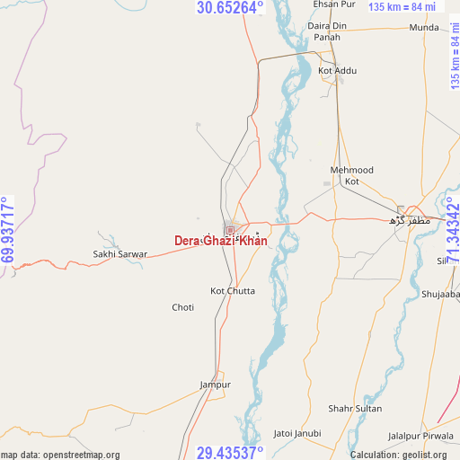 Dera Ghazi Khan on map