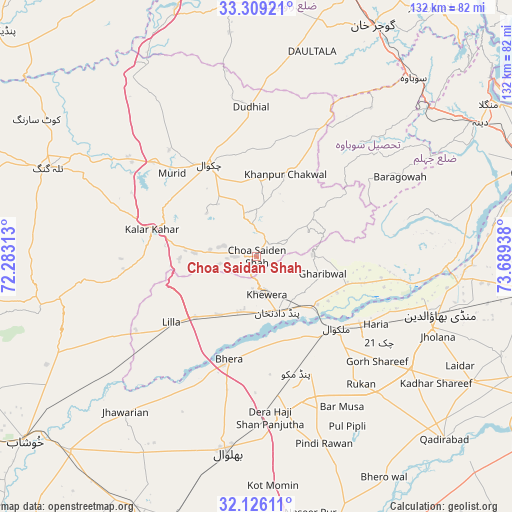 Choa Saidan Shah on map