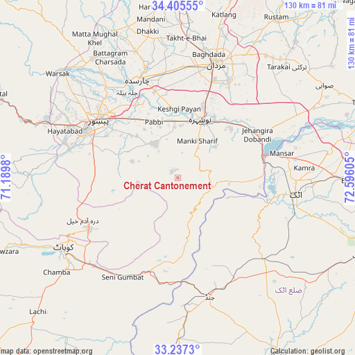 Cherat Cantonement on map