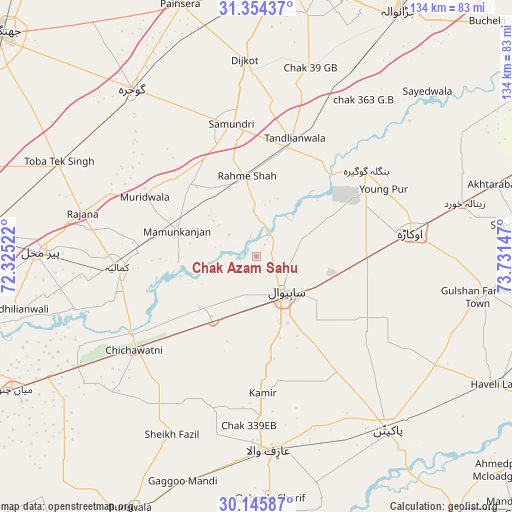Chak Azam Sahu on map