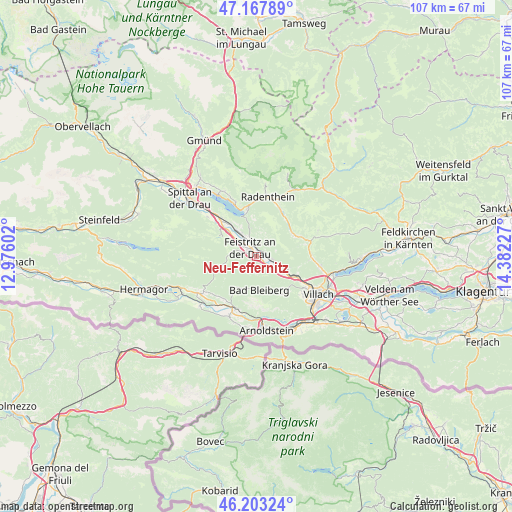 Neu-Feffernitz on map