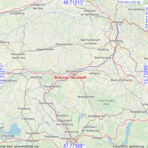 Braunau Neustadt on map