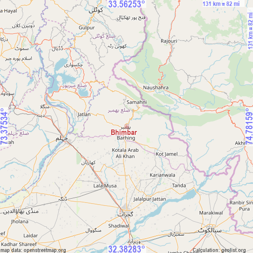 Bhimbar on map