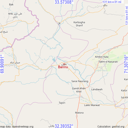 Bannu on map