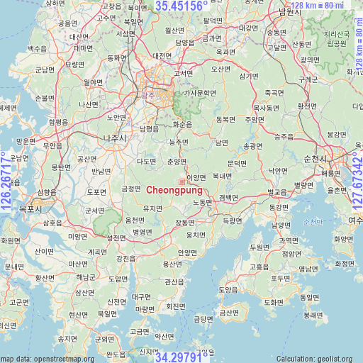 Cheongpung on map