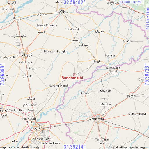 Baddomalhi on map