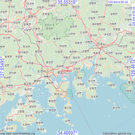 Jinwol on map