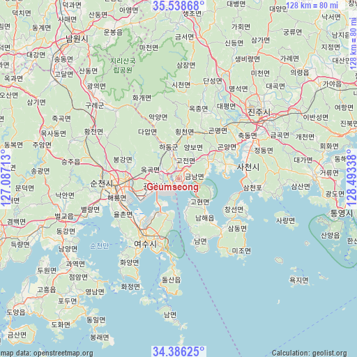 Geumseong on map