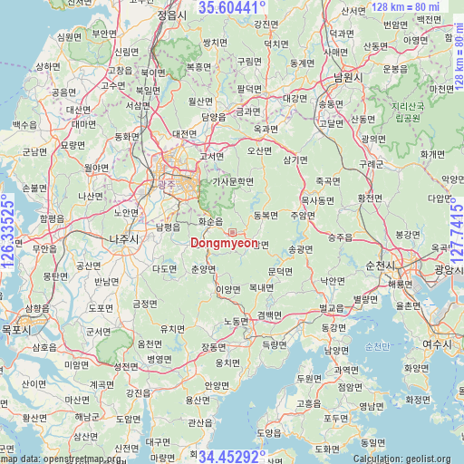 Dongmyeon on map