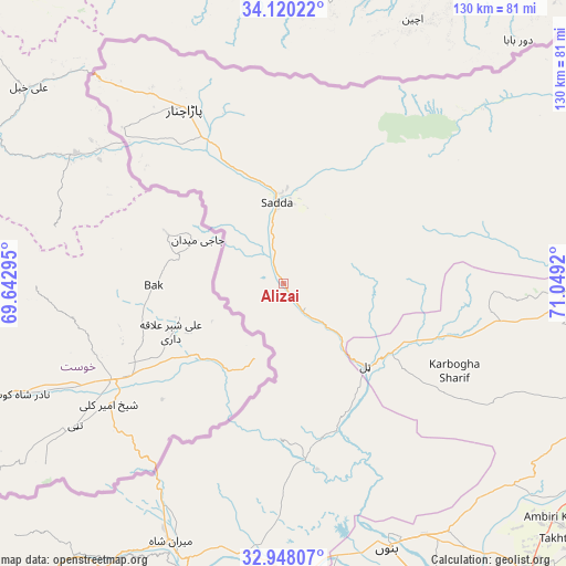 Alizai on map