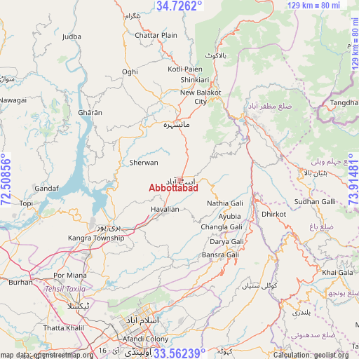 Abbottabad on map