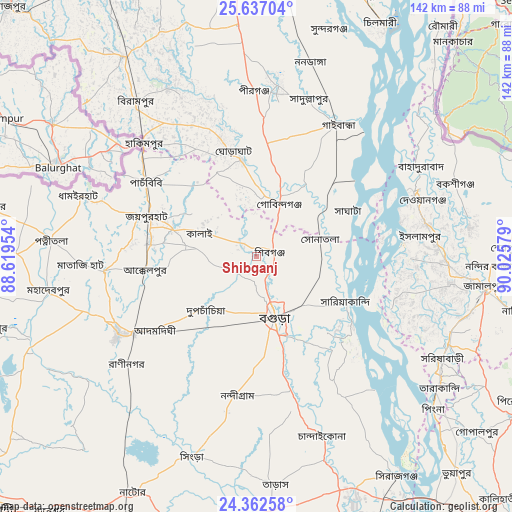 Shibganj on map
