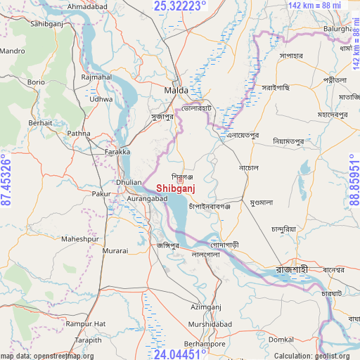 Shibganj on map