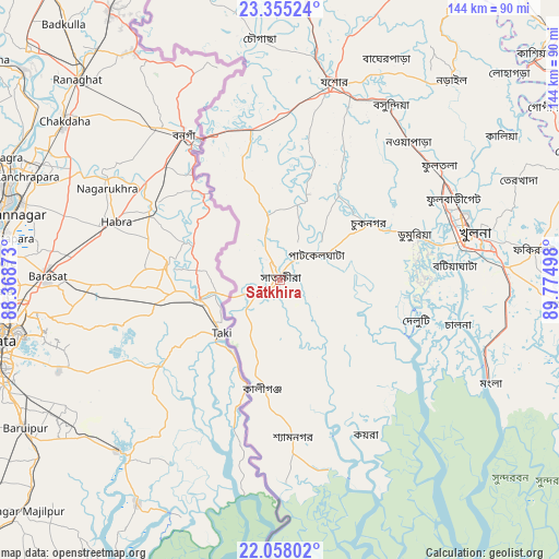 Sātkhira on map