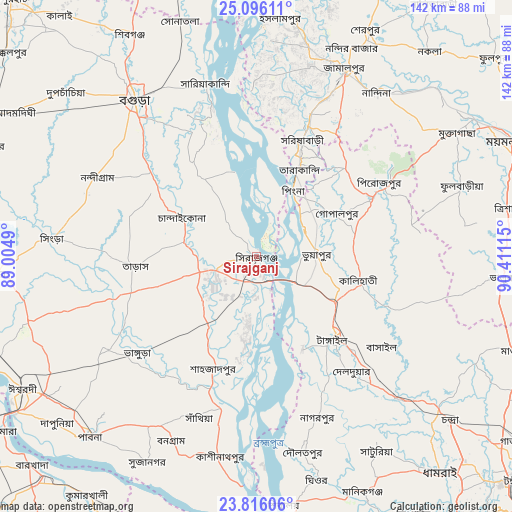 Sirajganj on map